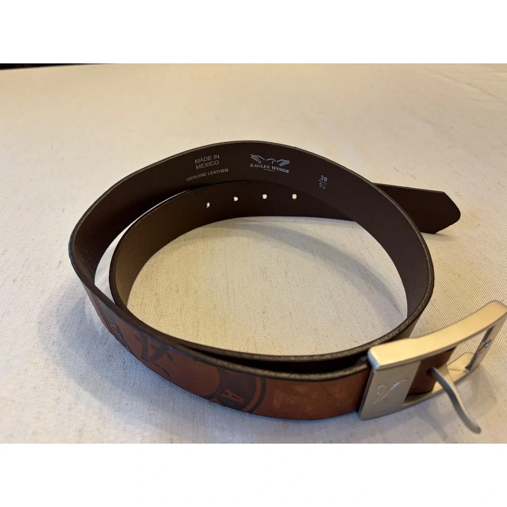 Eagles Wings Alabama Crimson Tide Leather Belt Mens 38 Brown Excellent NCAA